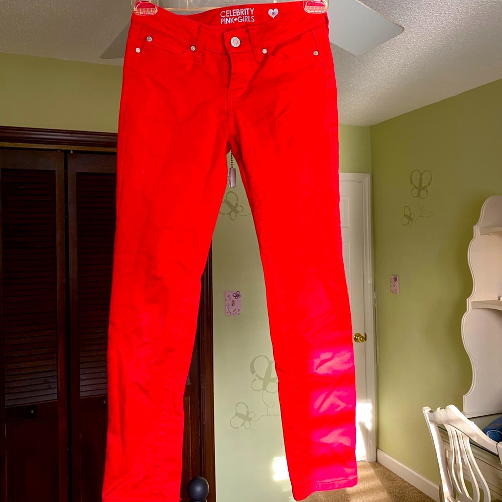 little girls size 8 bright red jeans!